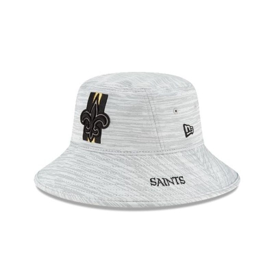 Black New Orleans Saints Hat - New Era NFL Official NFL Training Stretch Bucket Hat USA5431620